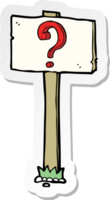 adesivo de uma placa de desenho animado com ponto de interrogação png