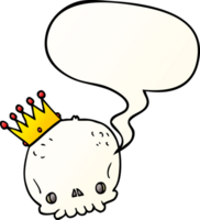 cartoon skull and crown and speech bubble in smooth gradient style png