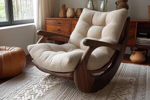 AI generated Designer rocking chair for relaxing in the home interior photo