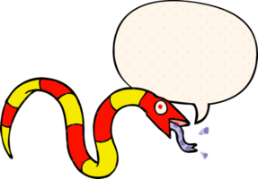 hissing cartoon snake and speech bubble in comic book style png