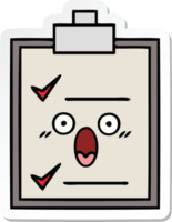 sticker of a cute cartoon check list png