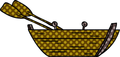 cartoon doodle of a wooden row boat png