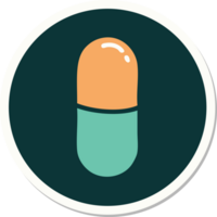 tattoo style sticker of a pill png