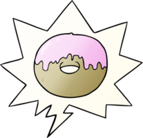 donut de dibujos animados y burbuja de habla en un estilo degradado suave png