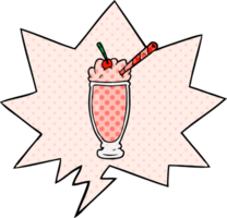 cartoon milkshake and speech bubble in comic book style png