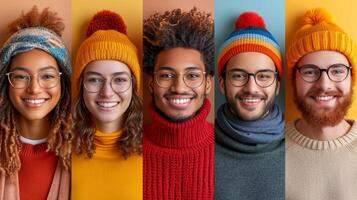 ai generado un collage de muchos diferente gente. personas de diferente nacionalidades y Razas foto