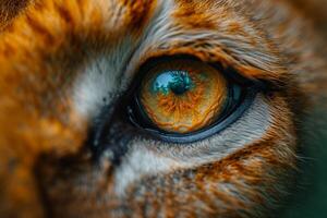 AI generated Close-up of a young lioness's face and eyes photo