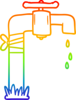 desenho de linha de gradiente de arco-íris desenho animado torneira de água velha png