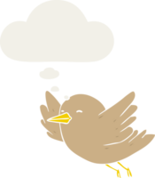 cartoon bird and thought bubble in retro style png