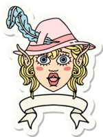 elf bard character face with banner sticker png