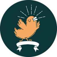 icon of tattoo style happy bird png