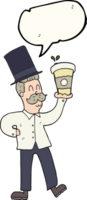 speech bubble cartoon man with coffee cup png