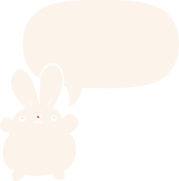 lapin de dessin animé mignon et bulle de dialogue dans un style rétro png