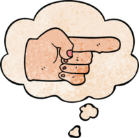 cartoon pointing hand and thought bubble in grunge texture pattern style png