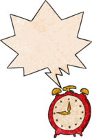 cartoon alarm clock and speech bubble in retro texture style png