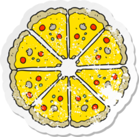 retro nödställd klistermärke av en tecknad pizza png