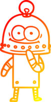 warm gradient line drawing happy carton robot with light bulb png