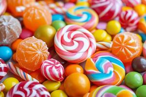 AI generated Lots of Colorful candies and Caramel sweets photo