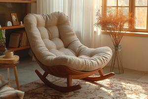 AI generated Designer rocking chair for relaxing in the home interior photo