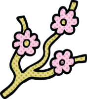 comic book style cartoon branches with flowers png