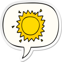 tecknad sol och pratbubbla klistermärke png