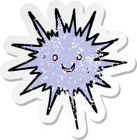 retro distressed sticker of a cartoon sea urchin png