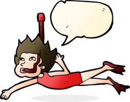 cartoon swimmer with snorkel with speech bubble png