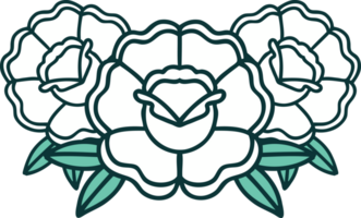 tattoo style icon of a bouquet of flowers png