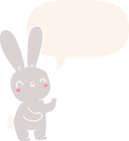 cute cartoon rabbit and speech bubble in retro style png