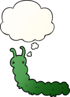 cartoon caterpillar and thought bubble in smooth gradient style png