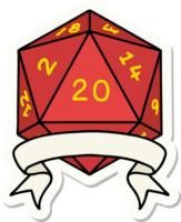natural 20 critical hit D20 dice roll sticker png