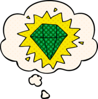 cartoon diamond and thought bubble in comic book style png