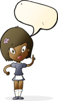 mucama bonita de dibujos animados con burbujas de discurso png