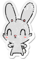 autocollant en détresse d'un lapin de dessin animé mignon png