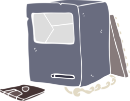 computadora vieja rota de dibujos animados de estilo de color plano png