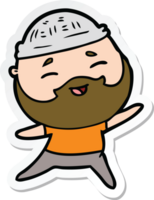 sticker of a cartoon happy bearded man png