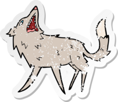 adesivo retrô angustiado de um lobo de desenho animado png