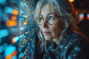 AI generated Portrait of a woman working at home at a computer. The concept of a freelancer photo