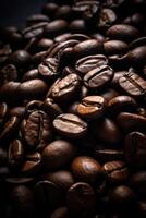 AI generated Close-up Roasted coffee beans. Colombian coffee photo