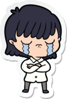 sticker of a cartoon woman crying png