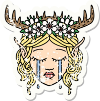 crying elf druid character face grunge sticker png