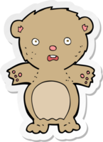 sticker of a frightened teddy bear cartoon png