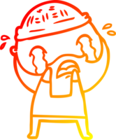 warm gradient line drawing cartoon bearded man crying png