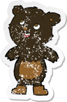 adesivo retrô angustiado de um urso preto de desenho animado png
