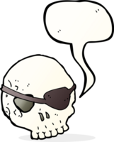 cartoon skull with eye patch with speech bubble png