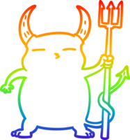 rainbow gradient line drawing cartoon little devil png