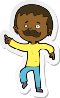 adesivo de um homem de desenho animado com bigode apontando png