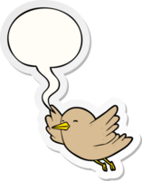 cartoon bird flying and speech bubble sticker png