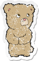 retro distressed sticker of a cartoon teddy bear png