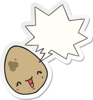 cartoon egg and speech bubble sticker png